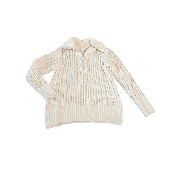 Aerie Cable Car Quarter Zip Sweater Sz XS Cable Knit Cozy Comfort Neutral Soft - Picture 1 of 7